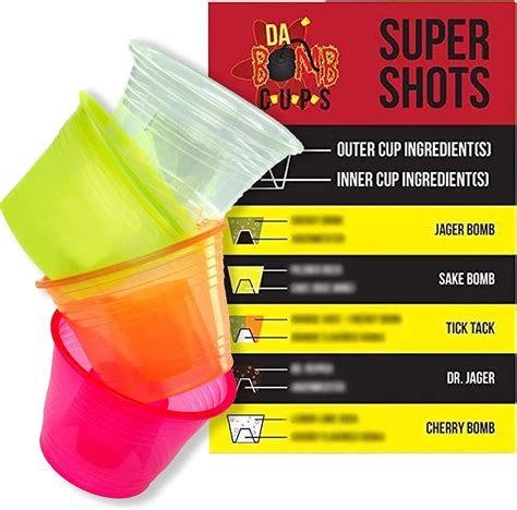 Super Fun Durable Jager Bomb Shot Cups 150pk. 4 Color。